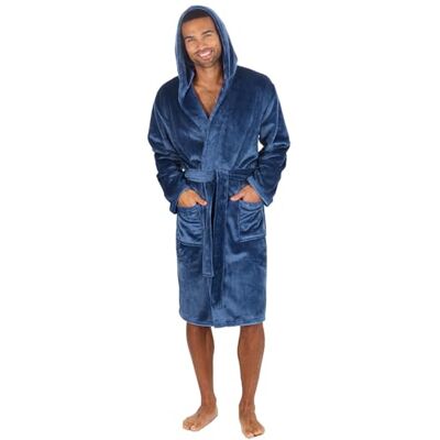 Undercover Men's Soft Fleece Hooded Dressing Gown – Warm & Cosy Bathrobe Undercover Men's Soft Fleece Hooded Dressing Gown – Warm & Cosy Bathrobe