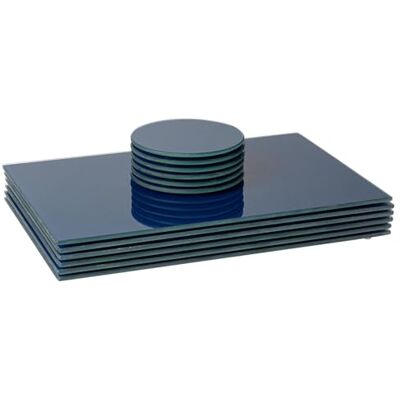 Harbour Housewares Glass Placemats & Coasters Set 12pc Blue 30x20cm Fully Tempered Glass, Heat-Resistant Surface, Non-Slip Rubber Feet, Scratch & Scuff Protection, Stain & Odor Resistant Harbour Housewares Glass Placemats & Coasters Set 12pc Blue 30x20cm Fully Tempered Glass, Heat-Resistant Surface, Non-Slip Rubber Feet, Scratch & Scuff Protection, Stain & Odor Resistant
