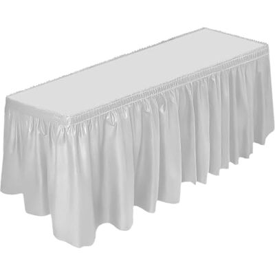 DecorRack Table Skirt, 73 cm x 4.26 m BPA Free Plastic Tablecloth, Disposable, Reusable, Easy Assembly, Rectangular Table Cover for Parties, Weddings and Events (White, 1 Pack) DecorRack Table Skirt, 73 cm x 4.26 m BPA Free Plastic Tablecloth, Disposable, Reusable, Easy Assembly, Rectangular Table Cover for Parties, Weddings and Events (White, 1 Pack)