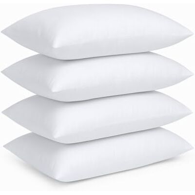1BB Linens Soft Polyester Hotel Pillows Pack 4, Ultimate Luxury Premium Quality Hollowfibre, Breathable Sleep Experience Pillows 4 1BB Linens Soft Polyester Hotel Pillows Pack 4, Ultimate Luxury Premium Quality Hollowfibre, Breathable Sleep Experience Pillows 4