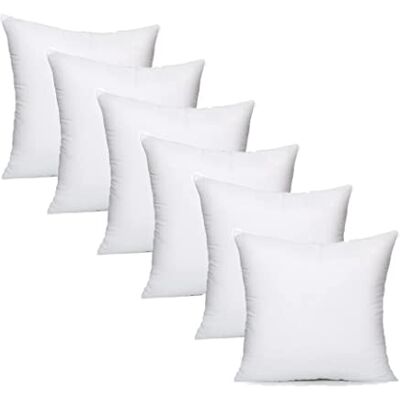 Textile Wise Extra Fill Plump Cushion Inner Pads (Pack of 6), 35 x 35 cm (14" x 14") 100% Hollowfibre Cushions Inners Fillers Scatters Cushion Stuffer Inserts, Hollowfibre Pillows (White) Textile Wise Extra Fill Plump Cushion Inner Pads (Pack of 6), 35 x 35 cm (14" x 14") 100% Hollowfibre Cushions Inners Fillers Scatters Cushion Stuffer Inserts, Hollowfibre Pillows (White)