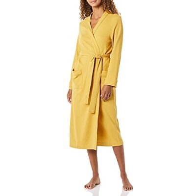 Amazon Essentials Women's Lightweight Waffle Full-Length Robe (Available in Plus Size), Mustard Yellow, S Amazon Essentials Women's Lightweight Waffle Full-Length Robe (Available in Plus Size), Mustard Yellow, S