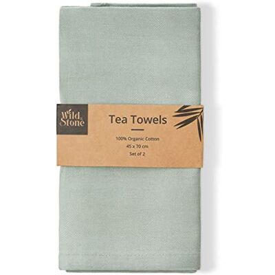 Wild & Stone Organic Cotton Tea Towels, Herringbone Weave, Set of 2 Wild & Stone Organic Cotton Tea Towels, Herringbone Weave, Set of 2