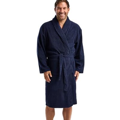 West Ridge Men's Aberford Soft Towelling Shawl Collar Robe Absorbent & Light Pure Cotton Towel Dressing Gown For Men, Navy, XL West Ridge Men's Aberford Soft Towelling Shawl Collar Robe Absorbent & Light Pure Cotton Towel Dressing Gown For Men, Navy, XL