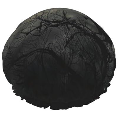 kkvhhyuo Large Waterproof Shower Cap with Adjustable Elastic Band Night Crow Print Shower Cap Hair Cover For Women Spa Bathing Swimming Makeup Travel, One Size kkvhhyuo Large Waterproof Shower Cap with Adjustable Elastic Band Night Crow Print Shower Cap Hair Cover For Women Spa Bathing Swimming Makeup Travel, One Size