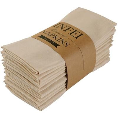 INFEI Soft Plain Cotton Linen Napkins 40 x 40 cm Pack of 12 40 x 40 cm Linen INFEI Soft Plain Cotton Linen Napkins 40 x 40 cm Pack of 12 40 x 40 cm Linen