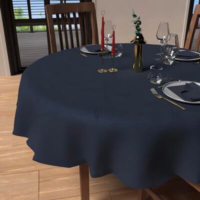 Soleil d'Ocre Luxury Navy Blue Round Anti-Stain Tablecloth - Tablecloth Soleil d'Ocre Luxury Navy Blue Round Anti-Stain Tablecloth - Tablecloth