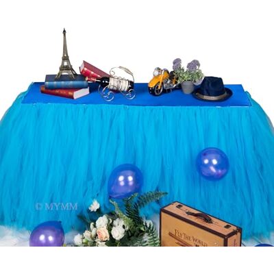 MYMM 3ft/91cm Blue Table Skirt, Romantic Tulle Office Gauze, Table Decoration, Tutu Tablecloth Snowflake in Wonderland, for Shower, Wedding, Party, Bar MYMM 3ft/91cm Blue Table Skirt, Romantic Tulle Office Gauze, Table Decoration, Tutu Tablecloth Snowflake in Wonderland, for Shower, Wedding, Party, Bar