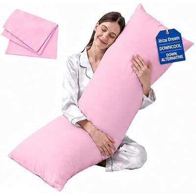 IBIZA DREAMS Antiallergenic Hollow Fibre Filled Bolster Pillow with Free Pillow Case (PINK, 4.6FT) IBIZA DREAMS Antiallergenic Hollow Fibre Filled Bolster Pillow with Free Pillow Case (PINK, 4.6FT)