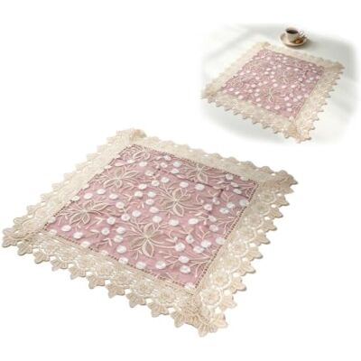 HERCHR Embroidered Lace Doiliess Tablecloth Elegant Lace End Beside Table Table Cover 23.6x23.6inch European Pink Floral Fabric placemats Vase Mat for Wedding Party Kitchen Decoration HERCHR Embroidered Lace Doiliess Tablecloth Elegant Lace End Beside Table Table Cover 23.6x23.6inch European Pink Floral Fabric placemats Vase Mat for Wedding Party Kitchen Decoration