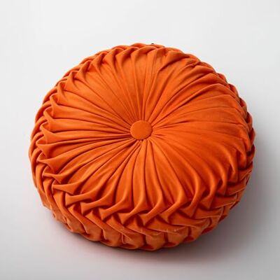 HUIZHENSHENG Round Throw Pillow 13.7inch Velvet Home Decoration Pleated Cushion for Couch Chair Bed Car, with Center Button Circle Plush Pillow(Color:Orange) HUIZHENSHENG Round Throw Pillow 13.7inch Velvet Home Decoration Pleated Cushion for Couch Chair Bed Car, with Center Button Circle Plush Pillow(Color:Orange)