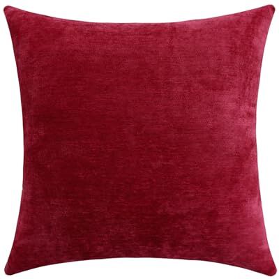 Jeneoo Bright Red Decorative Throw Pillow Covers Soft Chenille Comfy Solid Couch Cushion Cover Decor (Set of 1, 24 x 24 Inches) Jeneoo Bright Red Decorative Throw Pillow Covers Soft Chenille Comfy Solid Couch Cushion Cover Decor (Set of 1, 24 x 24 Inches)