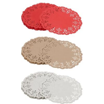 YFTRFR 60 Pcs Paper Lace Doilies, Table Plates Decoration Disposable Greaseproof Round Modern Decorative Placemats for Cakes, Desserts, Baked Grilled, Fried Food, Buffet, Party(3 Color) YFTRFR 60 Pcs Paper Lace Doilies, Table Plates Decoration Disposable Greaseproof Round Modern Decorative Placemats for Cakes, Desserts, Baked Grilled, Fried Food, Buffet, Party(3 Color)