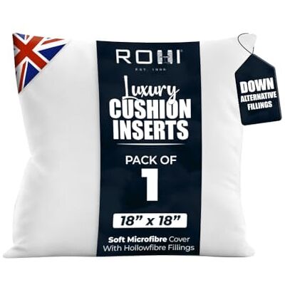 Rohi Pack of 1 Premium Microfibre Cushion Inserts 45cm x 45cm 18x18 inch – Soft & Plump Down Alternative Filled Cushions Inner Pad – Breathable & Hypoallergenic Cushion Pads Set of 1 White Rohi Pack of 1 Premium Microfibre Cushion Inserts 45cm x 45cm 18x18 inch – Soft & Plump Down Alternative Filled Cushions Inner Pad – Breathable & Hypoallergenic Cushion Pads Set of 1 White