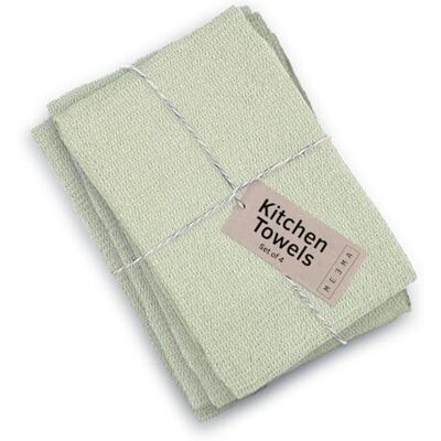 MEEMA Kitchen Towels and Dishcloths Sets of 4 Large 18 x 28 Inch Upcycled Cotton Tea Towels for Kitchen Super Absorbent Sage Green Hand Towels MEEMA Kitchen Towels and Dishcloths Sets of 4 Large 18 x 28 Inch Upcycled Cotton Tea Towels for Kitchen Super Absorbent Sage Green Hand Towels