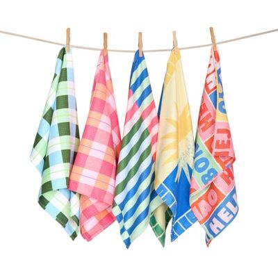 Dock & Bay Tea Towels Quick-Drying Dish Towels in Thick Waffle Fabric Medium Size 75x45cm, 29x17 Picky Bits Set of 5 Dock & Bay Tea Towels Quick-Drying Dish Towels in Thick Waffle Fabric Medium Size 75x45cm, 29x17 Picky Bits Set of 5