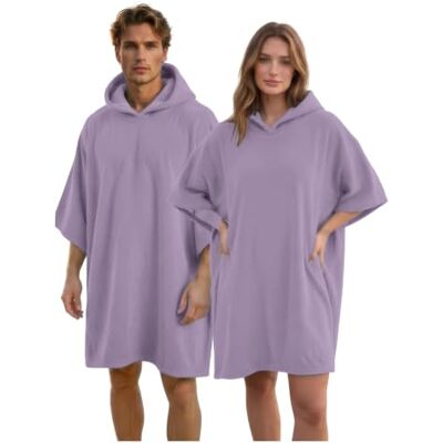 GC GAVENO CAVAILIA Poncho Towel Adult Changing Robe Women Men for Beach, Bath, Swimming Poncho with Hooded Lightweight, Super Absorbent Quick Drying Towel Changing Robe 108x85cm, Lilac GC GAVENO CAVAILIA Poncho Towel Adult Changing Robe Women Men for Beach, Bath, Swimming Poncho with Hooded Lightweight, Super Absorbent Quick Drying Towel Changing Robe 108x85cm, Lilac