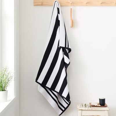 Bianca Reversible Stripe 100x150cm Cotton Jacquard Bath Sheet Black Bianca Reversible Stripe 100x150cm Cotton Jacquard Bath Sheet Black