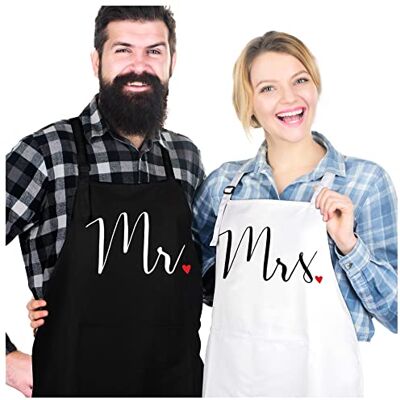 Prazoli Products Prazoli His & Her Aprons Mr & Mrs Couples Engagement & Wedding Gift, Bridal Shower & Anniversary Item, Housewarming Gift Prazoli Products Prazoli His & Her Aprons Mr & Mrs Couples Engagement & Wedding Gift, Bridal Shower & Anniversary Item, Housewarming Gift