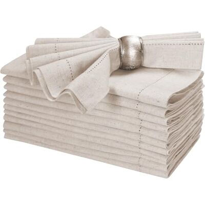HOMIDATE Cloth Napkins, Linen Napkins, Dinner Napkins Set of 12, Natural Linen Cotton, Hemstitched, 20x20 inches, 12 Pack HOMIDATE Cloth Napkins, Linen Napkins, Dinner Napkins Set of 12, Natural Linen Cotton, Hemstitched, 20x20 inches, 12 Pack