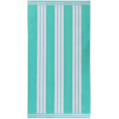 Superior Collection Combed Cotton Luxurious Jacquard Beach Towels, Mint Cabana Stripe, Oversized Superior Collection Combed Cotton Luxurious Jacquard Beach Towels, Mint Cabana Stripe, Oversized