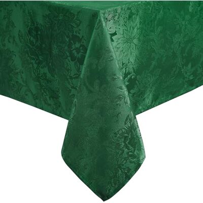 Elrene Home Fashions Poinsettia Elegance Jacquard Holiday Fabric Tablecloth, 52" x 70" Oblong/Rectangle, Green Elrene Home Fashions Poinsettia Elegance Jacquard Holiday Fabric Tablecloth, 52" x 70" Oblong/Rectangle, Green