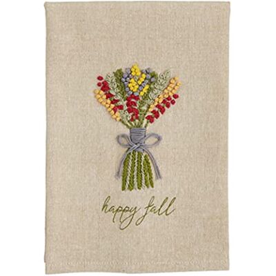 Mud Pie French Knot Fall Tea Towel, Hello Fall, 21" x 14 Mud Pie French Knot Fall Tea Towel, Hello Fall, 21" x 14