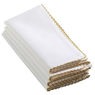 SARO LIFESTYLE 1442 Recotting Collection Whip Stitched Design Dinner Napkins (Set of 4), Gold, 20" Square, 20" x 20" (Set of 1) SARO LIFESTYLE 1442 Recotting Collection Whip Stitched Design Dinner Napkins (Set of 4), Gold, 20" Square, 20" x 20" (Set of 1)