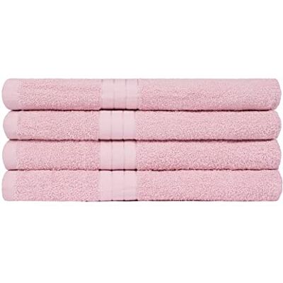 Brentfords - 4 Pack 100% Cotton Bath Towel Light Pink - Towel Brentfords - 4 Pack 100% Cotton Bath Towel Light Pink - Towel