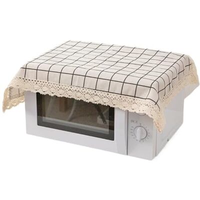 GOXQIT 3 Pcs Cotton Linen Covers Plaid Printed Microwave Oven Simple Tablecloth Household Protector Cabinet Cloth Protectors For Home(White) GOXQIT 3 Pcs Cotton Linen Covers Plaid Printed Microwave Oven Simple Tablecloth Household Protector Cabinet Cloth Protectors For Home(White)