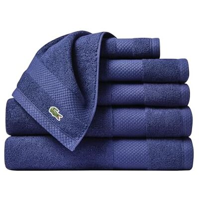 Lacoste Heritage Supima Cotton 6-Piece Towel Set, 2 Bath Towels, 2 Hand Towels, 2 Wash Cloths, Navy Lacoste Heritage Supima Cotton 6-Piece Towel Set, 2 Bath Towels, 2 Hand Towels, 2 Wash Cloths, Navy