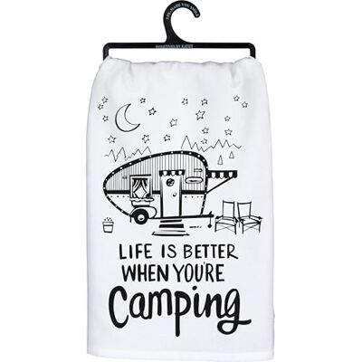 Primitives by Kathy LOL Made You Smile Tea Towel, 28" Square, Better When You're Camping Primitives by Kathy LOL Made You Smile Tea Towel, 28" Square, Better When You're Camping
