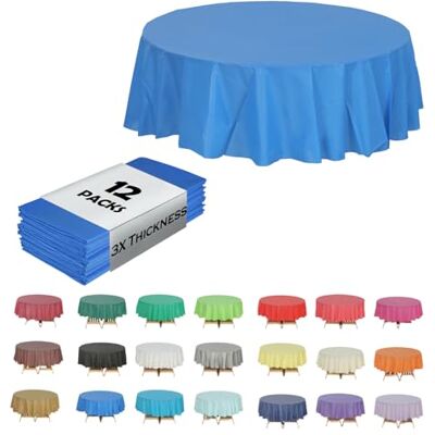 Evershine Heavy Duty Plastic Table Covers Tablecloth (Reusable) (Round 84, Royal Blue) by Ever Shine Evershine Heavy Duty Plastic Table Covers Tablecloth (Reusable) (Round 84, Royal Blue) by Ever Shine