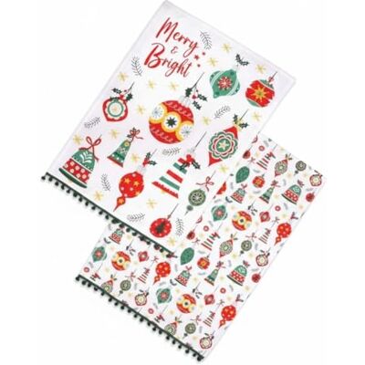 Dexam Christmas Baubles Recycled Cotton Set of 2 Tea Towels Dexam Christmas Baubles Recycled Cotton Set of 2 Tea Towels