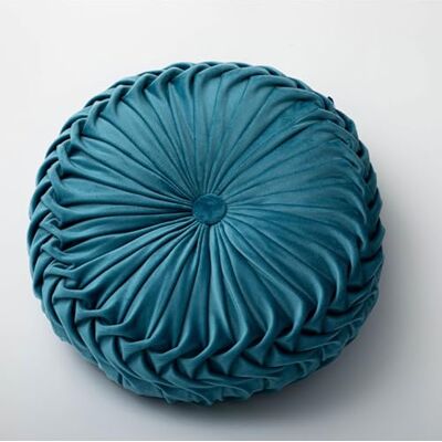 HUIZHENSHENG Round Throw Pillow 13.7inch Velvet Home Decoration Pleated Cushion for Couch Chair Bed Car, with Center Button Circle Plush Pillow(Color:Deep Blue) HUIZHENSHENG Round Throw Pillow 13.7inch Velvet Home Decoration Pleated Cushion for Couch Chair Bed Car, with Center Button Circle Plush Pillow(Color:Deep Blue)
