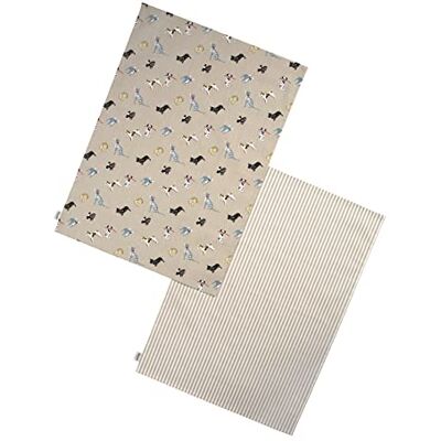 Dexam Woof Set of 2 Tea Towels, Stone Dexam Woof Set of 2 Tea Towels, Stone