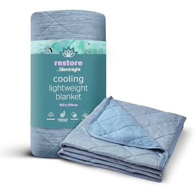 Silentnight Restore Cooling Blanket Lightweight Comfortable Breathable Cool Summer Blanket for Night Sweats Hot Flushes Menopause Throw for Sofa & Bed Prevents Overheating 152x178cm Blue Silentnight Restore Cooling Blanket Lightweight Comfortable Breathable Cool Summer Blanket for Night Sweats Hot Flushes Menopause Throw for Sofa & Bed Prevents Overheating 152x178cm Blue