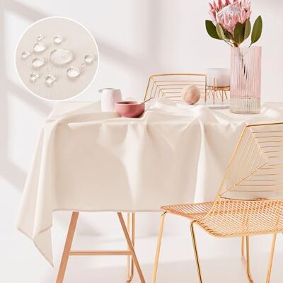 room99 Aura Tablecloth Stain Resistant Washable Waterproof Stain Resistant Polyester Rectangular Banquet Decoration for All Year Round Cream 140 x 220 cm room99 Aura Tablecloth Stain Resistant Washable Waterproof Stain Resistant Polyester Rectangular Banquet Decoration for All Year Round Cream 140 x 220 cm