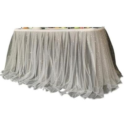 HUDFVIOI Tulle Table Skirts Tulle Starry Table Skirts Tutu Skirt For Wedding Birthday Party Decoration Tablecloth(Gray,75x600CM) HUDFVIOI Tulle Table Skirts Tulle Starry Table Skirts Tutu Skirt For Wedding Birthday Party Decoration Tablecloth(Gray,75x600CM)