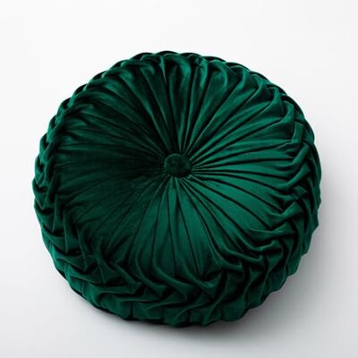 HUIZHENSHENG Round Throw Pillow 13.7inch Velvet Home Decoration Pleated Cushion for Couch Chair Bed Car, with Center Button Circle Plush Pillow(Color:Blackish Green) HUIZHENSHENG Round Throw Pillow 13.7inch Velvet Home Decoration Pleated Cushion for Couch Chair Bed Car, with Center Button Circle Plush Pillow(Color:Blackish Green)