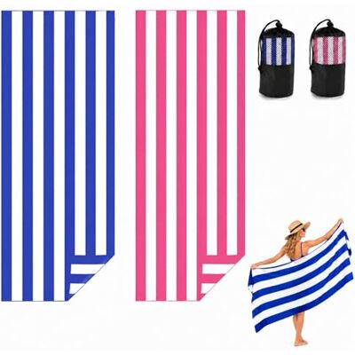 Admygo Microfibre Beach Towels for Adults 2 Pack 180 x 90 cm Extra Large Beach Towels with Drawstring Bags, Quick Dry Lightweight Sand Free Towel for Swim, Travel, Gym (Stripe Dark Blue & Pink) Admygo Microfibre Beach Towels for Adults 2 Pack 180 x 90 cm Extra Large Beach Towels with Drawstring Bags, Quick Dry Lightweight Sand Free Towel for Swim, Travel, Gym (Stripe Dark Blue & Pink)