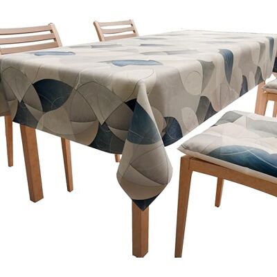 PETTI Artigiani Italiani Table Cloth, Kitchen Tablecloth in Anti-Stain Microfibre Design Circle Jeans X4 Seater (140 x 140 cm) 100% Made in Italy PETTI Artigiani Italiani Table Cloth, Kitchen Tablecloth in Anti-Stain Microfibre Design Circle Jeans X4 Seater (140 x 140 cm) 100% Made in Italy