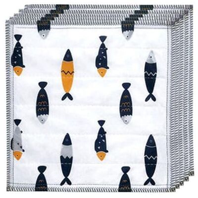 JOYBOS Pack of 5 Tea Towels in Cotton and Fish Design JOYBOS Pack of 5 Tea Towels in Cotton and Fish Design
