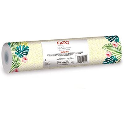 FATO Table runner, fabric effect, size 0.4 x 24 m, cut every 1.20 m, pack of 20 runners, dry paper, airlaid,, tropical design FATO Table runner, fabric effect, size 0.4 x 24 m, cut every 1.20 m, pack of 20 runners, dry paper, airlaid,, tropical design