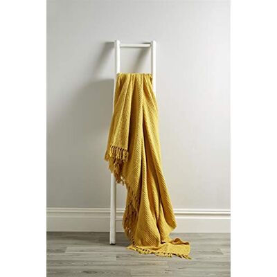 Olivia Rocco Lisbon Throw 100% Cotton Plain Honeycomb Sofa Bed Chair Cover Throws Tasselled Decorative Blanket, 178 x 254 cm (70" x 100") Ochre Olivia Rocco Lisbon Throw 100% Cotton Plain Honeycomb Sofa Bed Chair Cover Throws Tasselled Decorative Blanket, 178 x 254 cm (70" x 100") Ochre