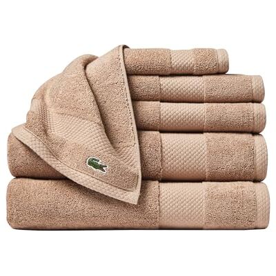 Lacoste Heritage Supima 6-Piece Cotton Towel Set, 2 Bath Towels, 2 Hand Towels, 2 Towels, Sand Lacoste Heritage Supima 6-Piece Cotton Towel Set, 2 Bath Towels, 2 Hand Towels, 2 Towels, Sand