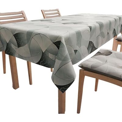 PETTI Artigiani Italiani Table Cloth, Kitchen Tablecloth in Stain Resistant Microfibre, Silver Circle Design X14 Places (140 x 300 cm) 100% Made in Italy PETTI Artigiani Italiani Table Cloth, Kitchen Tablecloth in Stain Resistant Microfibre, Silver Circle Design X14 Places (140 x 300 cm) 100% Made in Italy