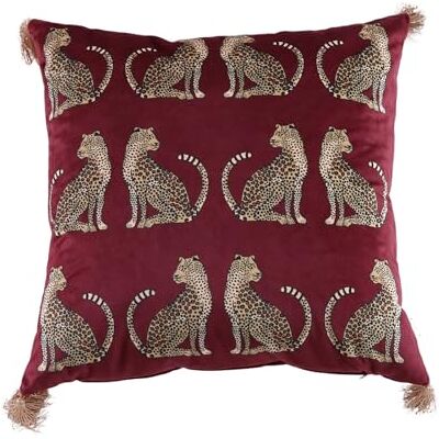 XSlive Lumbar Decorative Throw Pillow Cover with Tassels Leopard Pattern Cushion Cover Luxury Style Soft Velvet Pillowcase for Sofa Couch Bedroom (18"x18",Wine Red) XSlive Lumbar Decorative Throw Pillow Cover with Tassels Leopard Pattern Cushion Cover Luxury Style Soft Velvet Pillowcase for Sofa Couch Bedroom (18"x18",Wine Red)