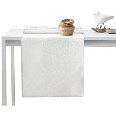 AmeliaHome Table Runner 30 x 80 cm Lotus Effect Water-Repellent Leaves Ecru Gaia AmeliaHome Table Runner 30 x 80 cm Lotus Effect Water-Repellent Leaves Ecru Gaia