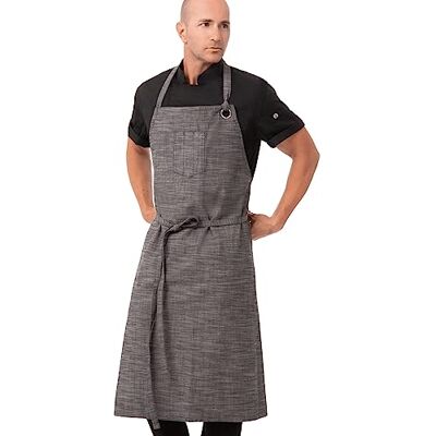 Chef Works Crosshatch Bib Apron, Black Steel Grey, One size Chef Works Crosshatch Bib Apron, Black Steel Grey, One size